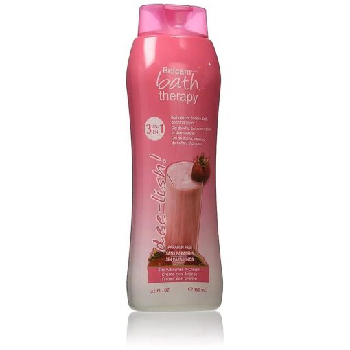 Belcam Bath Therapy 3 in 1 Body Wash, Bubble Bath and Shampoo, Strawberries & Cream