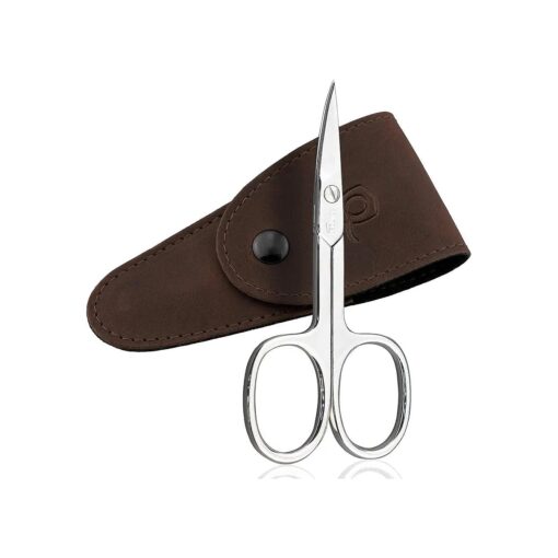 Solingen Scissors - Cuticle Scissors Germany - Curved Blade, Nail Scissors Germany - Pedicure Beauty Grooming Kit for Nail, Eyebrow, Eyelash, Dry Skin - Nail sicssors ( Brown nail )