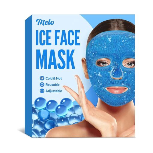 Meto Ice Face Mask, Ice Mask for Face, Face Ice Pack Reduce Face Puff, Dark Circles, Gel Beads Hot Heat Cold Compress Pack, Face SPA for Women Sleeping, Pressure, Headaches, Face Mask Skin Care ( Blue )