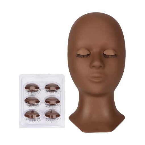 Lash Mannequin Head, CALAILIS Mannequin Head, Eyelash Extension Mannequin Head, Doll Head for Lash Extensions, Eyelash Mannequin Head with 4 Pairs Removable Eyelids ( Black Color )