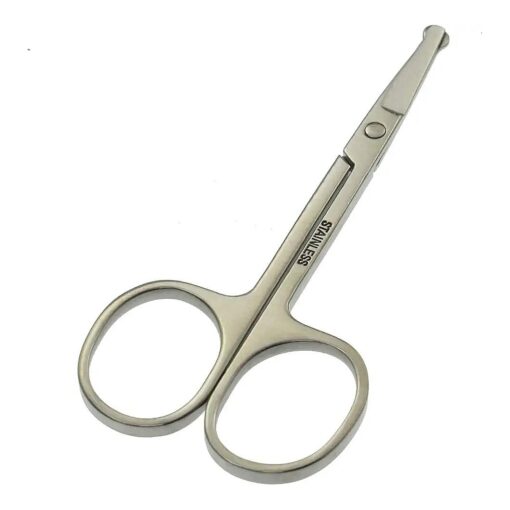 Nose Hair Trimmer Scissors-3.4 ' Round Tip Scissors For Ear Eyebrow Beard Mustache Trimming - Multi Purpose Round Personal Beauty Hair Care Tool For Men Women And Baby ( Silver )