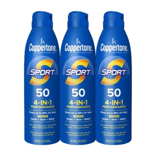 SPORT Sunscreen Spray SPF 50 5.5 Oz, Water Resistant, Broad Spectrum, Bulk Pack, Pack of 3