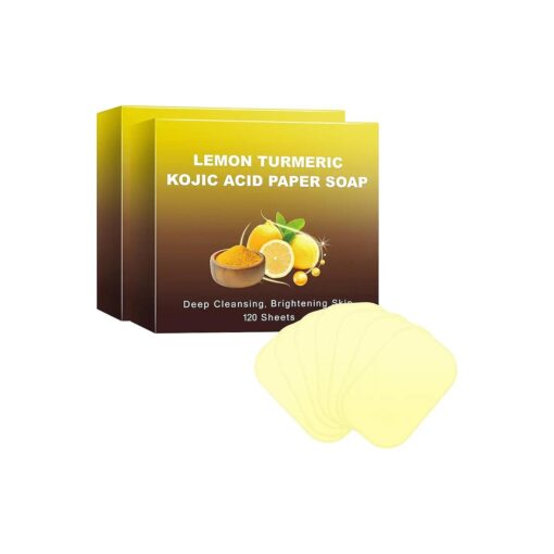 Kojic Acid Soap Turmeric Soap Bar for Dark Spots, 240 Sheets Turmeric Face Soap Sheets Turmeric Papper Soap Portable Kojic Acid Soap Sheets for Travel Cleansing Hand Soap for Face Soap Bars Camping