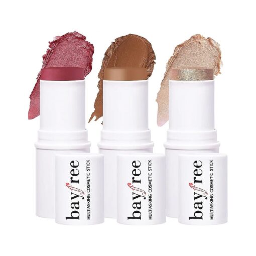 KIMUSE Multi Stick Trio Face Makeup, Cream Blush Stick for Cheeks & Lips, Contour Stick & Highlighter Makeup Sticks for All Skin