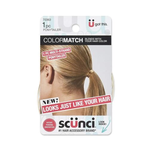 Scunci Color Match Multi-Strand Spandex Ponytailer Blends Perfectly with Blonde Hair