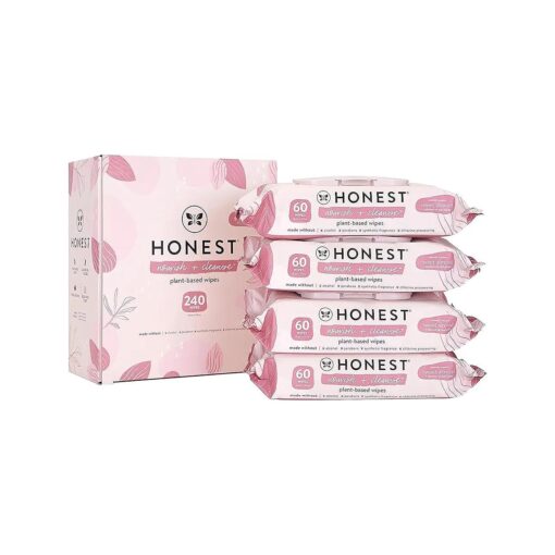 The Honest Company Nourish + Cleanse Naturally Scented Wipes | Cleansing Multi-Tasking Wipes | 99 % Water, Plant-Based, Hypoallergenic | Sweet Almond, 240 Count