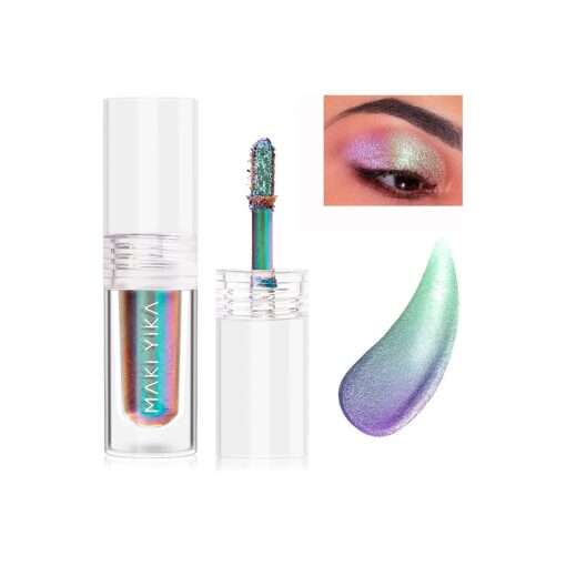 MAKI YIKA Glitter Liquid Eyeshadow, Chameleon Metallic Eyeshadow MultiColor Shifting, Highly Pigmented, Long Lasting With No Creasing Multichrome Holographic Eye Looks ( # 6 Aurora )