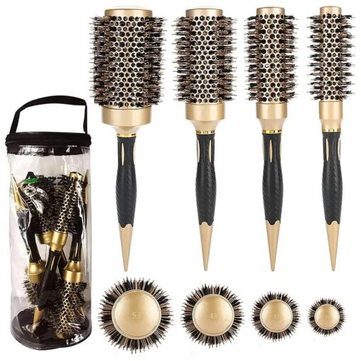 Aozzy Round Brush Set for Blow Drying, Professional Hair Styling Brush, Round Curling Brush Boar Bristle Round Hair Brush for Women