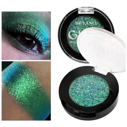 Afflano Single Green Eyeshadow Shimmery, Highly Pigmented Multichrome Eyeshadow Green, Color Changing Forest Green Glitter Eyeshadow, Holographic Chrome Eye Shadow for Green Eye Makeup