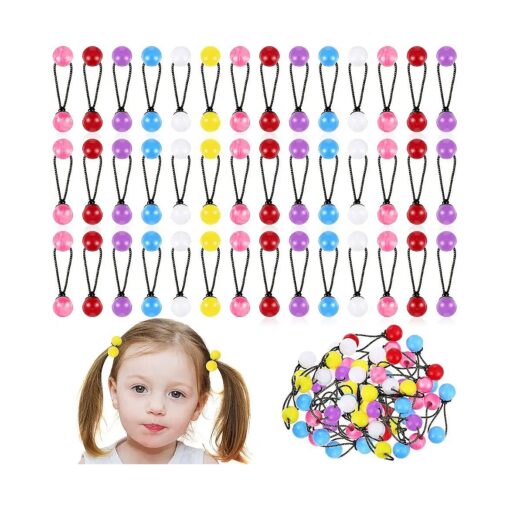 36 Pieces Hair Ties Hair Balls Ponytail Holders Colorful Twin Bead Ponytail Balls 80s 90s Elastic Hair Accessories for Baby Kid ( Multicolor,16 mm )