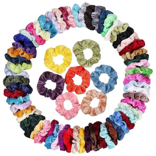 Cehomi 75 Pcs Velvet Hair Scrunchies Hair Bands for Women or Girls, Elastic Soft Ponytail Holder Hair Ties for Birthday, Party, Thanksgiving, Christmas, Multicolor