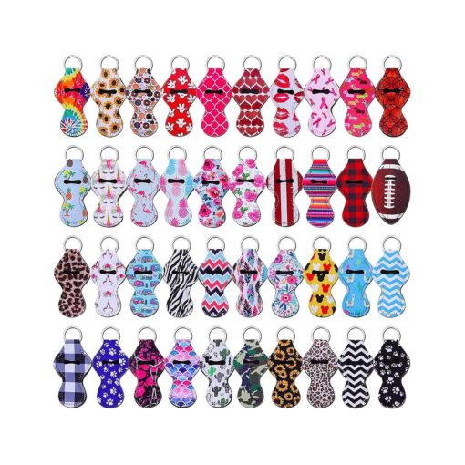 shynek Chapstick Holder Keychain, 40Pcs Lip Balm Holder Keychain Set ( Neoprene, Multicolor, Women, Portable )