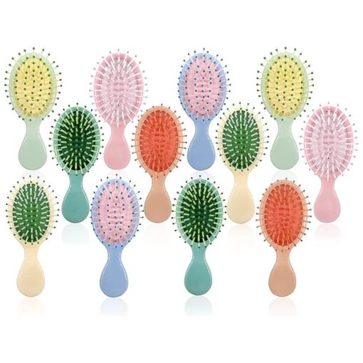 12 Pieces Mini Wet Hair Brush, Travel Detangling Brush, for Most Hair Types, with Ease Knots Without Tears or Breakage, Multicolor