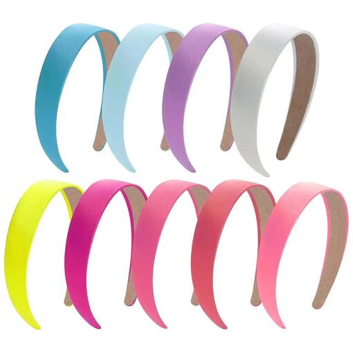 9 Pieces Hard Headbands 1 Inch Wide Non-slip Ribbon Hairband for Women Girl ( multicolor-3 )