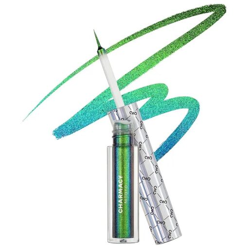 CHARMACY Multichrome Eyeliner Liquid Liner, Glitter liquid eyeliner waterproof, Metallic Intense Color Shifting Colorful Eyeliner, Long wearing, Ultra-Fine Tip Smudge-proof, GREEN INDIGO 905