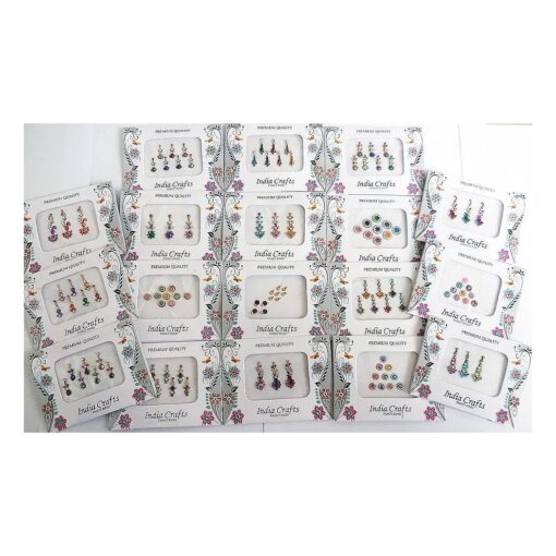 12 Combo Bindi Packs All in One- Multicolored Face Jewels Bindi Stickers Indian Forehead Tika