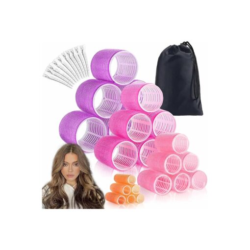 Jumbo Hair Rollers Set with Clips 34Pcs Rollers Hair Curlers Blowout Look Hair Roller ( A-Multicolored )