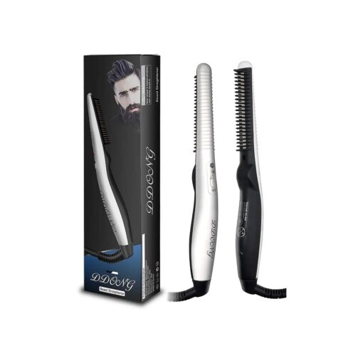 Beard Straightener Comb for Men, Hair Hot Comb, Quick Electric Heated Beard Brush Styler, Travel Portable Styling Comb beard iron, Multifunctional Straightening Brush