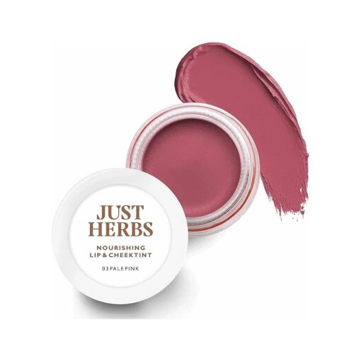 Just Herbs Organic Creamy Matte 3 in 1 Lip & Cheek Tint, Blush For Women - SLS, Chemical & Paraben Free - 0.14 fl, oz, ( Pale pink )