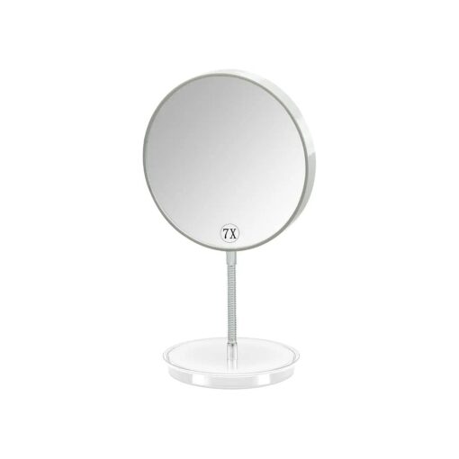 1x/7x Magnifying Makeup Mirror with Stand, Magnified 6" Double Sided Desk Table Mirror,360deg Rotation Tabletop Cosmetic Mirror for Traveling, Shaving -White