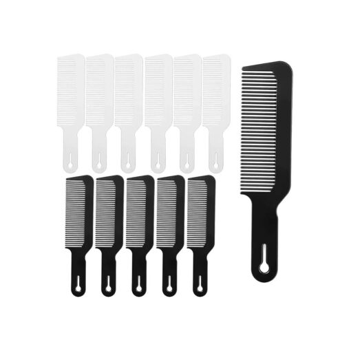 12 Pieces Barber Combs, Barberology 9 Inch Clipper Combs Flat Top Comb Barber Blending Styling Hair Comb Clipper Cutting Combs Heat Resistant Combs for Clipper-cuts and Flattops ( Black, White )