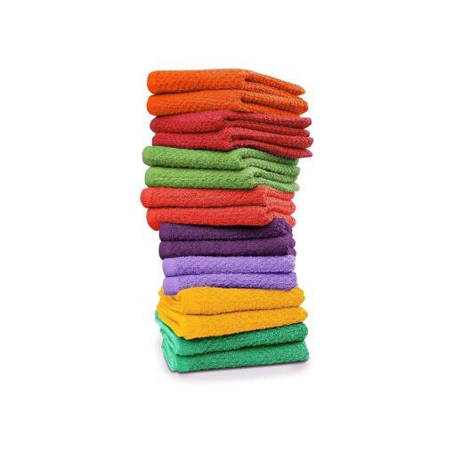 16 Pack Cotton Washcloths for Body and Face, 12x12 Inches, Multipurpose and Lightweight Wash Clothes for Face, Highly Absorbent - Travel and Bath Towel ( Multi-Color )