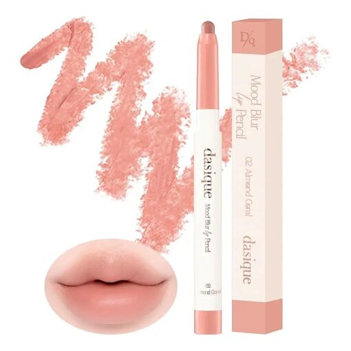 dasique Mood Blur Lip Pencil | A smooth creamy texture with hydration | Multipurpose for cheeks | Vegan ( 02 Almond Coral )