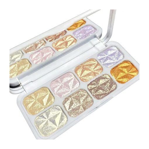 8 Colors Face Highlighter Makeup Palette, Shimmer Glitter Multichrome Highlight Powder, All Sparkling Shades Can Be layered or Worn Individually to Enhance and Brighten Your Face Features