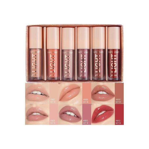 MAEPEOR Moisturizing Lipgloss Set 6PCS Smooth Hydrating Lip Gloss Neutral Nude Nourishing Glossy Lipgloss for Women and Girls ( Moisturizing, 6PCS Set B )