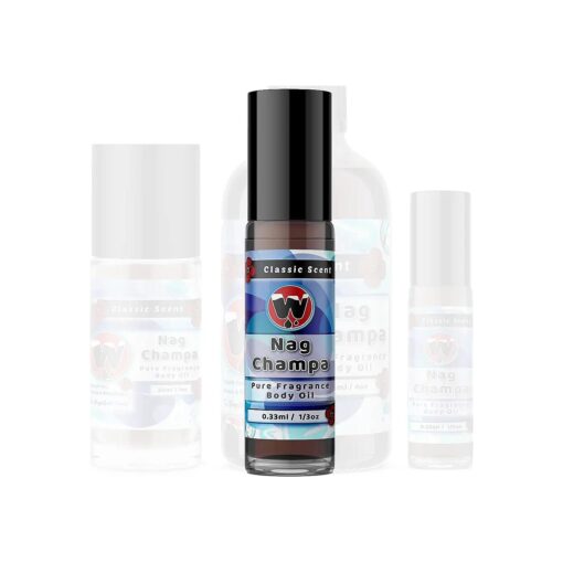 Nag Champa Perfume Oil, from 0.33oz Roll On to 4oz Glass Bottle ( 0.33oz Roll On )