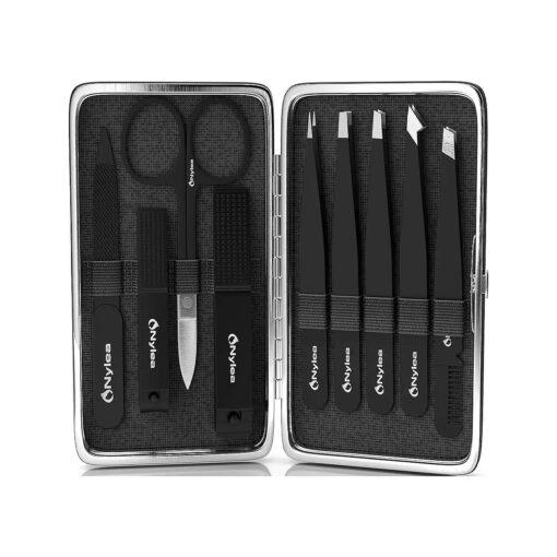 Nylea Professional Tweezers Set and Nail Clippers for Men and Women [ Perfect Alignment/Grip ] Best Precision Stainless Steel Kit for Ingrown Hair Eyebrows Facial Hair Splinter and Eyelashes