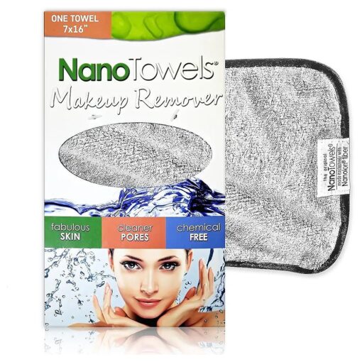 Nano Towel Makeup Remover Face Wash Cloth, Remove Cosmetics FAST and Chemical Free, Wipes Away Facial Dirt and Oil Like An Eraser, Great for Sensitive Skin, Acne, Exfoliating ( Grey )