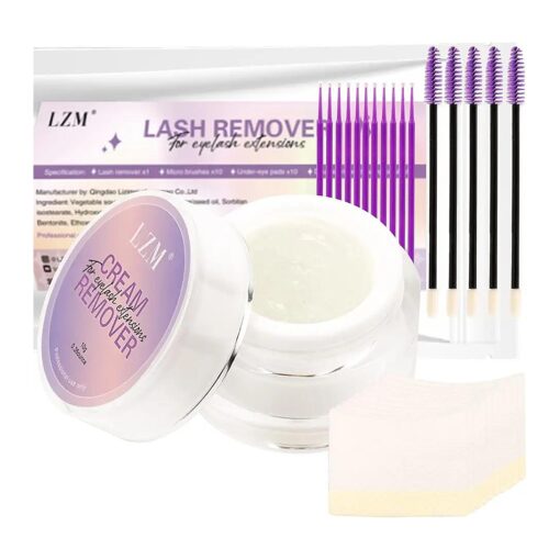 Lash Remover for Lash Extensions 10g Eyelash Extension Remover Cream Fast Dissolve Eyelash Glue Remover Professional Lash Removal Low Irritation with 25pcs Remover Tools