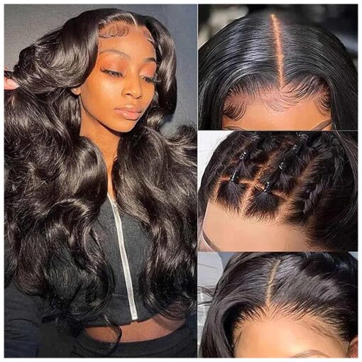 13X6 Body Wave Lace Front Wigs 200 % Density HD Lace Frontal Wig Undetectable Lace Wigs Human Hair Glueless Wig Pre Plucked with Baby Hair Body Wave HD Lace Wig 18inch