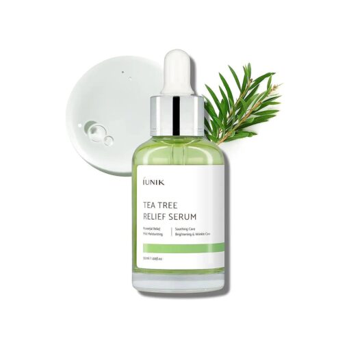 IUNIK Tea Tree 67 % Relief Vegan Facial Serum - Non-Sticky | Clear & Balanced Skin w/Centella Asiatica 19 % for Soothing Calming Irritated & Acne-prone Skin Ampoule Korean Skincare