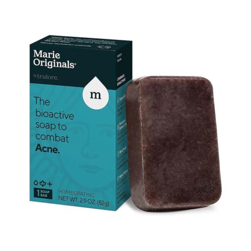 Marie Originals Acne Bar Soap Cleanser for Face and Body | Acne Treatment with Bentonite Clay, Organic Oat Bran, Noni Fruit Powder, White Willow | Natural Body Wash for Pimples and Scars ( 1 Pack )