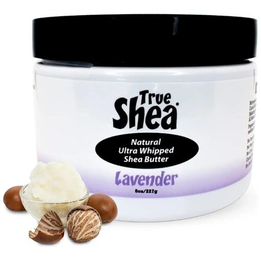 Moisturizing African Whipped Shea Butter, Lavender, Natural Skincare Must-Have, Made from Unrefined Raw Shea Butter & Enriched with Sunflower & Coconut oil for Skin, No Parabens, 8 oz