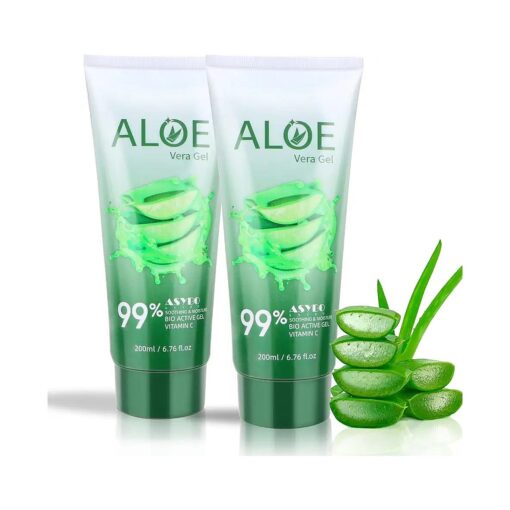 200x2 ML Aloe Vera Gel - 99 % Organic Pure Aloe Vera Hydrating Face & Body Moisturizer, Natural Aloe Cream for Dry Skin, Sunburn, Acne, Soothing & Moisturizing