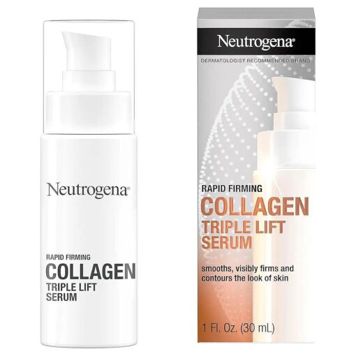 Neutrogena Rapid Firming Collagen Triple Lift Face Serum, Hydrating Serum with Collagen & AHP Amino Acid to visibly Firm & Smooth Skin, Lightweight, Mineral Oil- & Dye-Free, 1 fl, oz