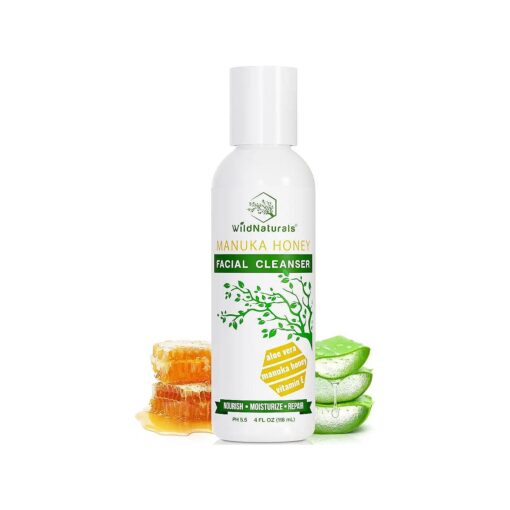 Face Wash - Gentle Face Cleanser Facial Scrub with Aloe Vera Extract & Manuka Honey - Hydrating Facial Cleanser for Dry & Sensitive Skin Oil Face Cleanser - Repairs & Soothes Irritated & Damaged Skin