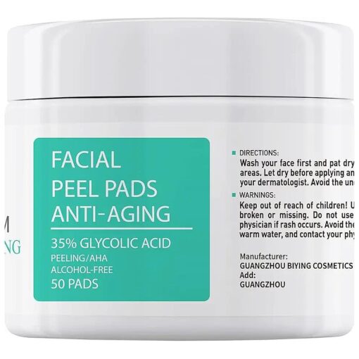 Glycolic Acid Pads 35 % AHA Facial Resurfacing Pads with Vitamins B5, C & E, Green Tea, Exfoliating Face Wipes Peel Pads for Fine Lines & Wrinkles Brightening Exfoliant Pads for Face