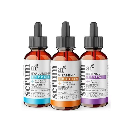 artnaturals Anti-Aging-Set with Vitamin-C Retinol and Hyaluronic-Acid - ( 3 x 1 Fl Oz / 30ml ) Serum for Anti Wrinkle and Dark Circle Remover - All Natural and Moisturizing