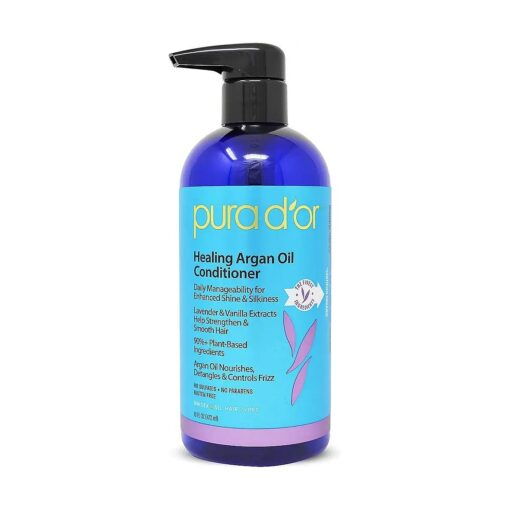 PURA D'OR Healing Argan Oil Conditioner ( 16oz ) For Dry, Damaged, Frizzy Hair, w/Aloe Vera, Lavender, Vanilla, Coconut, Retinol & Vitamin E, Sulfate No, All Hair Types, Men Women ( Packaging may vary )