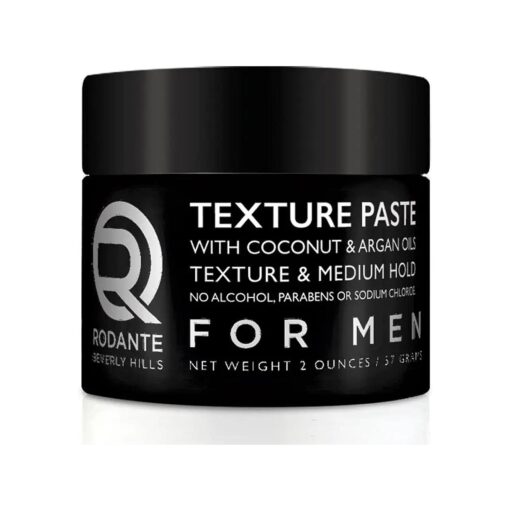 Premium Argan Oil Texure Paste Matte Hair Pomade | Medium Hold Hair Pomade by Rodante Styling Products For Men | Coconut Cream Pomade | Alcohol & Paraben Free Travel Size 2 oz