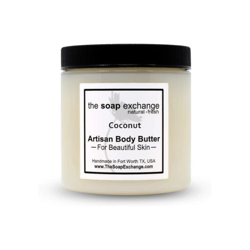 Body Butter - Coconut Scent - Hand Crafted 4 fl oz / 120 ml Natural Artisan Skin Care, Shea Butter, Aloe Vera, Nourish, Moisturize, & Protect, Made in the USA .