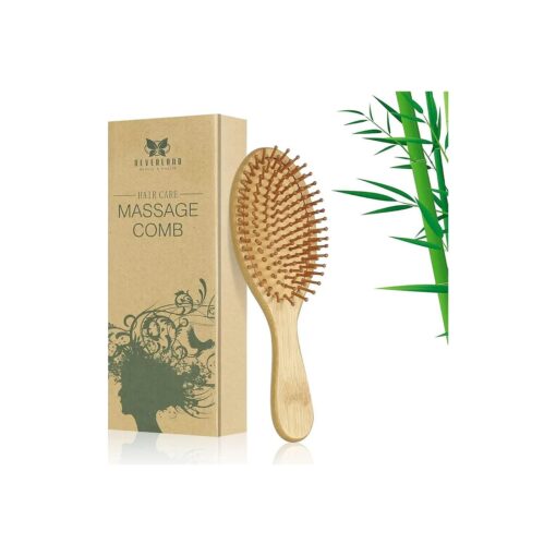 Neverland Beauty 1pc Natural Bamboo Wooden Massage Hair Brush Comb for All Hair Types Improve Hair Growth, Prevent Hair Loss