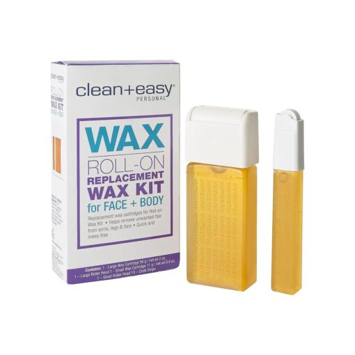 Clean + Easy Roll-On Wax Cartridge Refills Replacement Kit For Face & Body