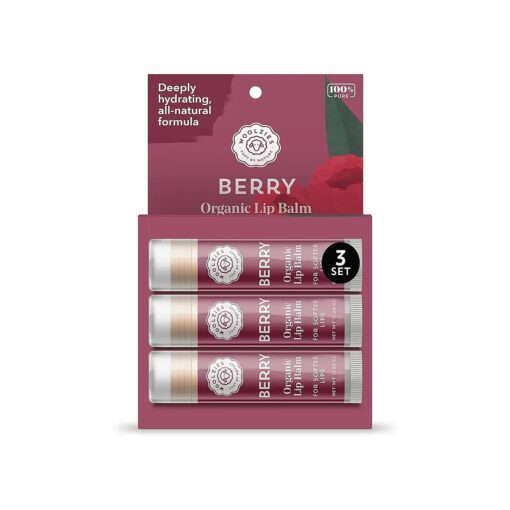 Woolzies 100 % Natural Berry Lip Balm Chap Stick Set of 3 | Made with Bees Wax & Shea Butter