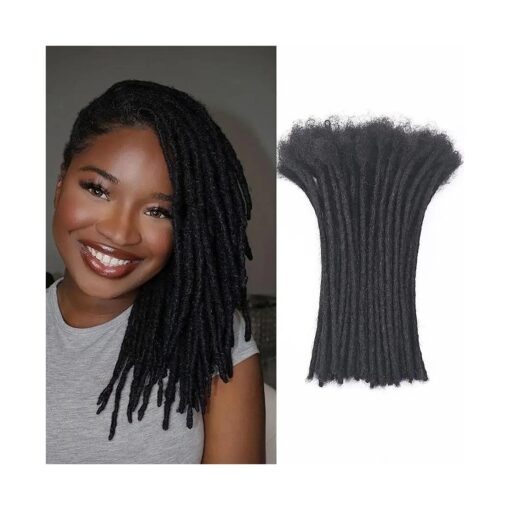 10 Inch 0.4cm Thickness Dreadlock Extensions Human Hair 30Strands 100 % human hair Full handmade Loc Extensions Human Hair Can Be Curled and Bleached Dreads Extension for Men Women ( Natual Black )