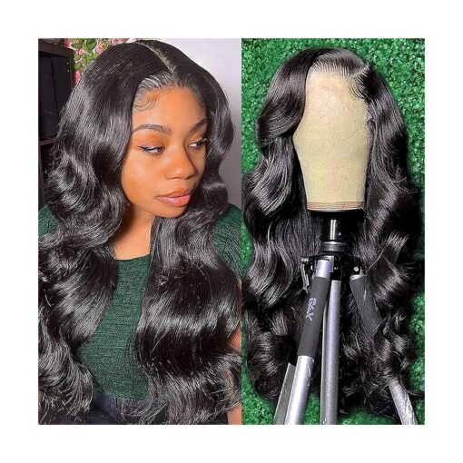 Body Wave Lace Front Wigs Human Hair 13x4 HD Lace Frontal Wigs Human Hair 26 Inch Glueless Wigs 180 % Density Brazilian Virgin Human Hair Wigs For Black Women Pre Plucked With Baby Hair Natural Black